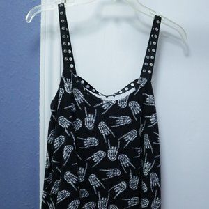 Too Fast Skeleton Rock Horns Studded Strap Tank Top